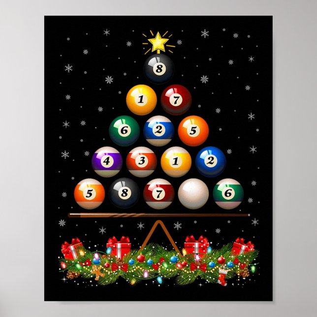 Póster Billiard Ball Christmas Tree Lights Ol Billiards X (Frente)