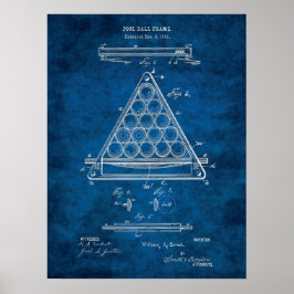 Póster Billiard Ball Patente Art #3 Rec Room Wall Art