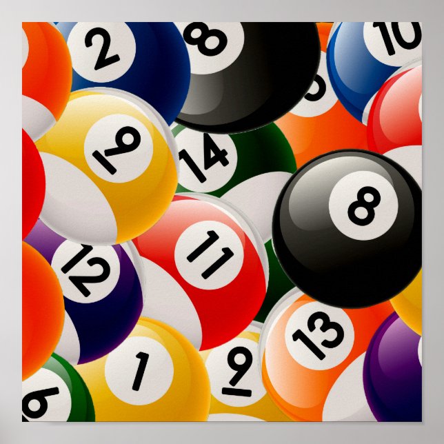 Póster Billiard Balls Collage (Frente)