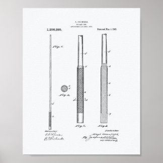 Póster Billiard Cue 1919 Patent Art - Libro Blanco