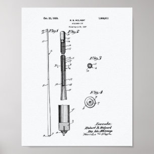 Póster Billiard Cue 1928 Patent Art - Libro Blanco