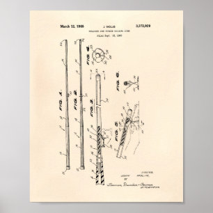 Póster Billiard Cue Guiding 1968 Patent Art - Old Peper