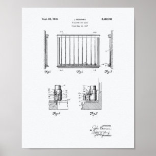 Póster Billiard Cue Lock 1949 Patent Art - Libro Blanco