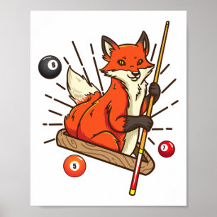 Póster Billiard Fox Hustler Pool Camisetas Chicas Snooker