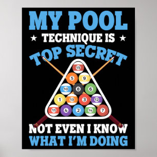 Póster Billiard Funny Pool Player My Pool Technies to