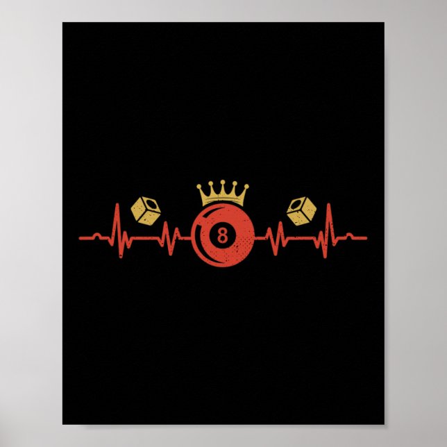Póster Billiard Heartbeat 8 Ball Pool Player Billiard Sh (Frente)