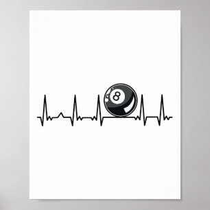 Póster Billiard Heartbeat Snooker Pool Chalk Billiard Pla