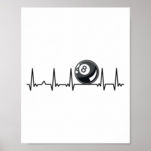 Póster Billiard Heartbeat Snooker Pool Chalk Billiard Pla (Frente)