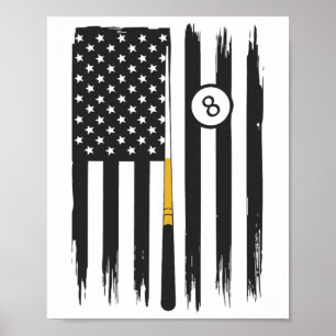 Póster Billiard Pool Player Billiards Table Estadounidens