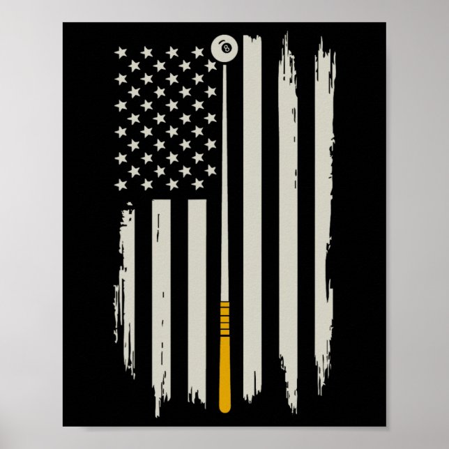 Póster Billiard Pool Player Billiards Table Estadounidens (Frente)