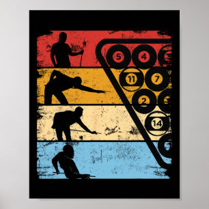 Póster Billiard Snooker Billard Cue 8- Piscina Gráfica Re