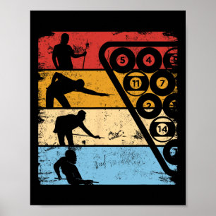 Póster Billiard Snooker Billard Cue 8- Piscina Gráfica Re
