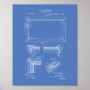 Póster Billiard Table 1897 Patent Art - Blueprint