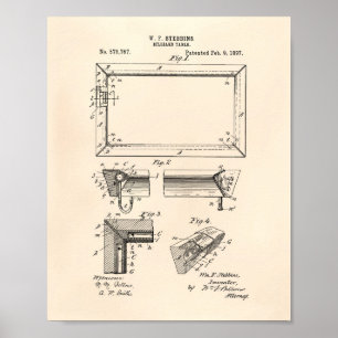 Póster Billiard Table 1897 Patent Art - Old Peper