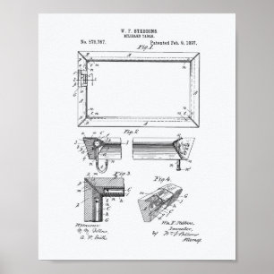 Póster Billiard Table 1897 Patent Art - White Paper