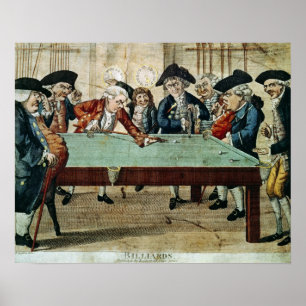Póster Billiards, 18th century etching by R.Sayer