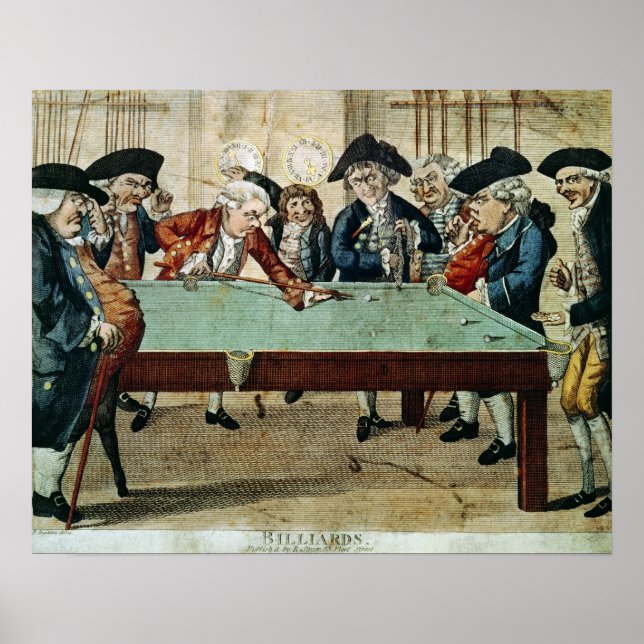 Póster Billiards, 18th century etching by R.Sayer (Frente)