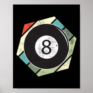 Póster Billiards 8 Ball Retro Amor Por El Sport Billiard