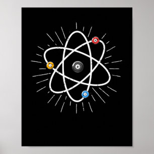 Póster Billiards Átomo Funny Science 8-Ball Pool Snooker