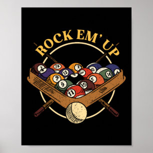 Póster Billiards Ball Rack Stick Cue Billiard Player Snoo