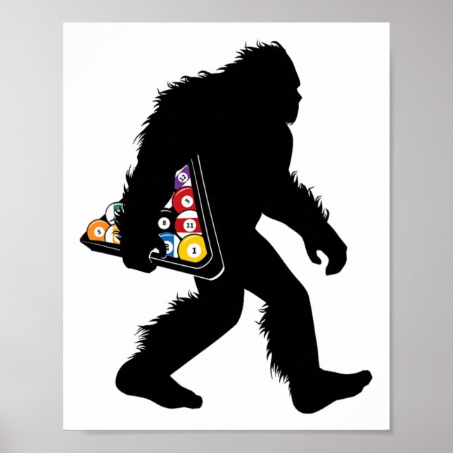 Póster Billiards Bigfoot With Pool Sasquatch Snooker (Frente)