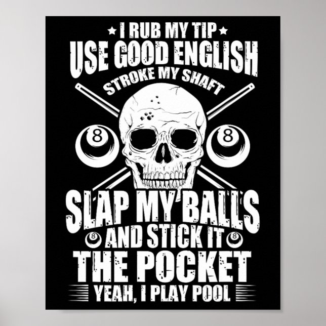 Póster Billiards Billiard Pool Player I Rueda My Tip Use  (Frente)