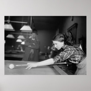Póster Billiards Champ Martha Clearwater, años 1910