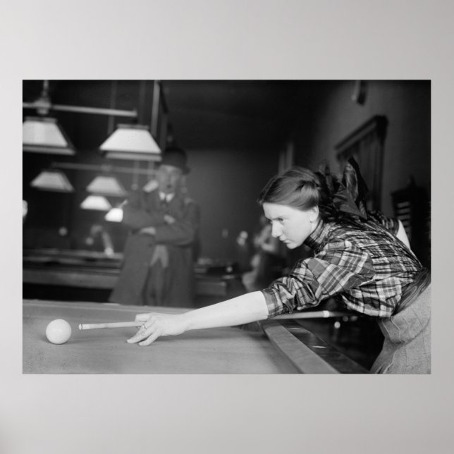 Póster Billiards Champ Martha Clearwater, años 1910 (Frente)