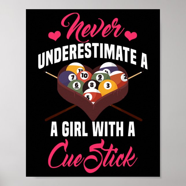 Póster Billiards Chica Player Table Snooker Pyramid Billi (Frente)