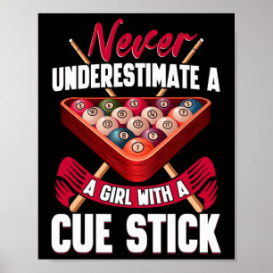 Póster Billiards Chica Player Table Snooker Pyramid Billi