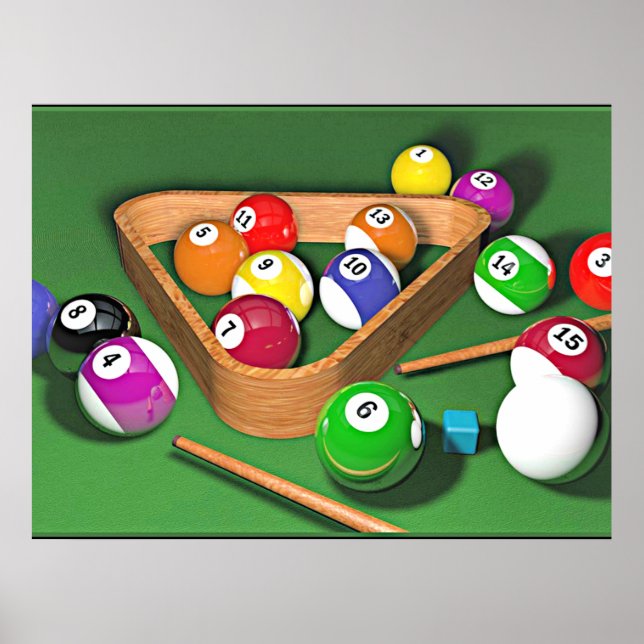 Póster Billiards, cremallera, diseño colorido, (Frente)