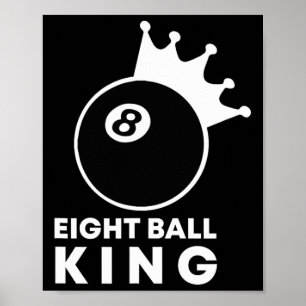 Póster Billiards Eight Ball King 8 Ball Pool Player Lucky