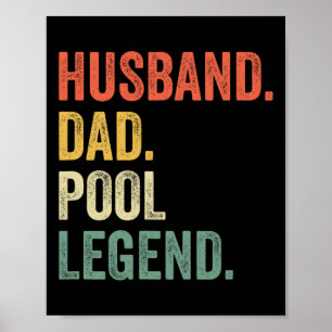 Póster Billiards Funny Husband Dad Pool Player Leyenda Vi