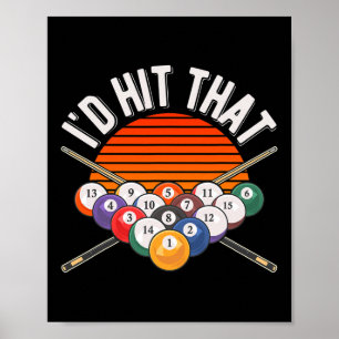 Póster Billiards Funny Id Golpeó El Vint Retro Del Reprod