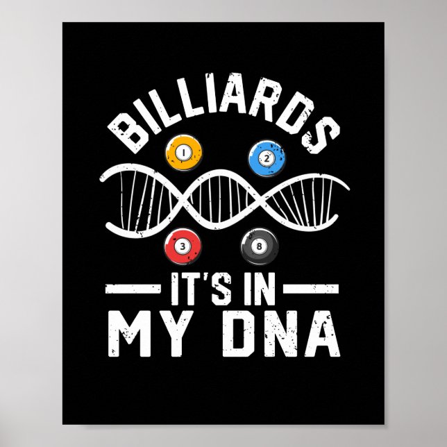 Póster Billiards It is in my DNA Funny Pool (Frente)