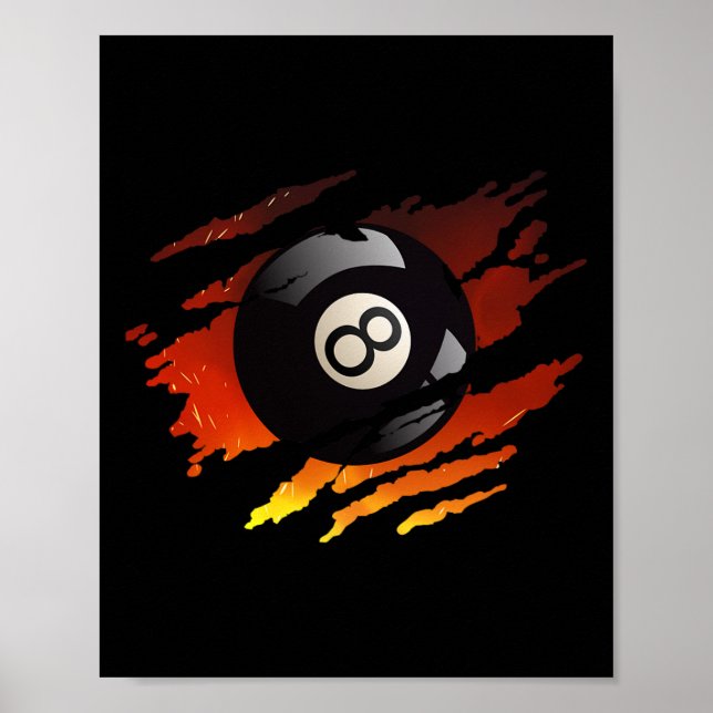 Póster Billiards Men 8 Ball Pool Pool League Snooker Eigh (Frente)