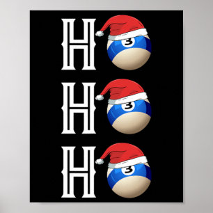 Póster Billiards Navidades Santa Hat Pool Hall Fiesta reg