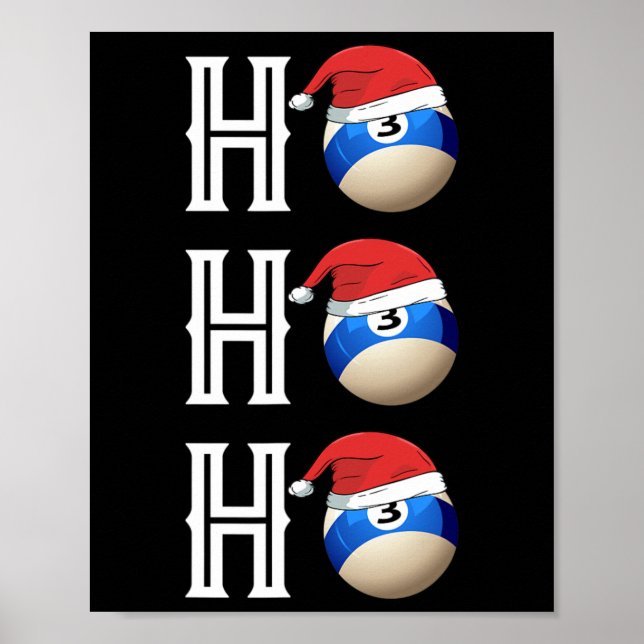 Póster Billiards Navidades Santa Hat Pool Hall Fiesta reg (Frente)