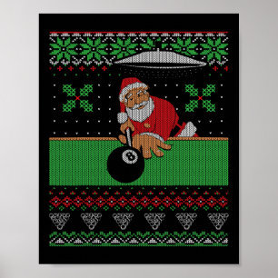 Póster Billiards Pool Feo Navidades estilo suéter