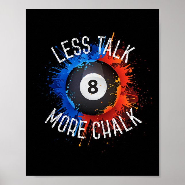 Póster Billiards Pool Hall Sport menos Talk More Chalak (Frente)