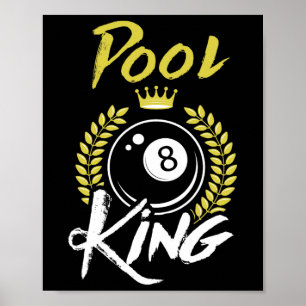 Póster Billiards Pool King Shirny Funny Billiards Sport P