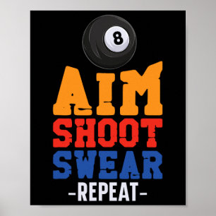 Póster Billiards Pool Player Ball 8 Ball Vintage Aim Shoe