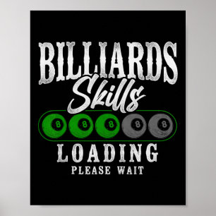 Póster Billiards Pool Player Ball 8 Ball Vintage Billiard