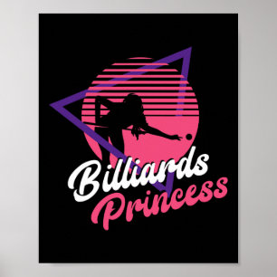 Póster Billiards Pool Player Ball Chica Retro Vintage Bil