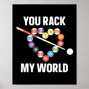 Póster Billiards Pool Player Ball Pun Heart Valentines Da