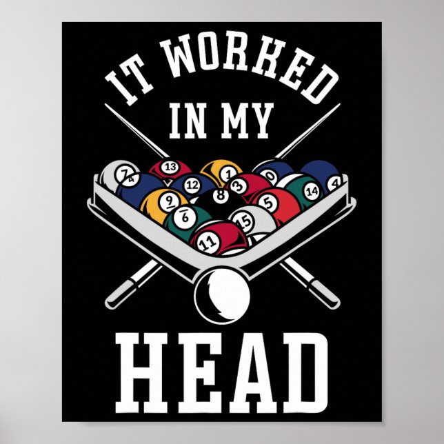Póster Billiards Pool Player Ball Que Funcionó En Mi Cabe (Frente)