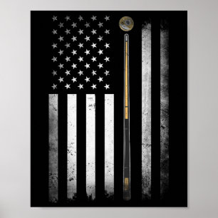 Póster Billiards Pool Player Table Usa Bandera Estadounid