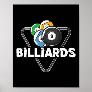 Póster Billiards Rack Billiard Player Snooker 8 Ball Cue