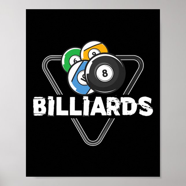 Póster Billiards Rack Billiard Player Snooker 8 Ball Cue (Frente)
