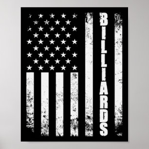 Póster Billiards Snooker Bandera Estadounidense Juegos De